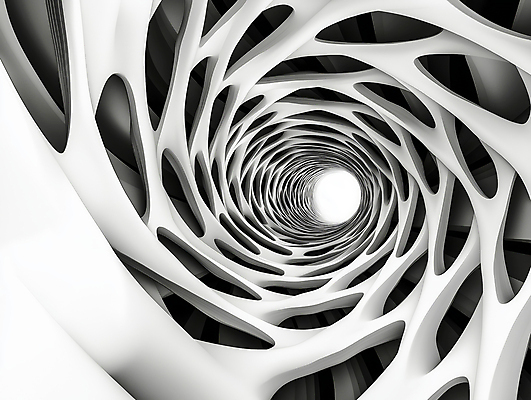 JPG 편집이미지 추상 흑백 나선형 사람없음 구멍 입체 통로 심플 스파이럴 편집실사 AI컴퓨터그래픽 AI콘텐츠 무늬 촬영기법 CG 파일형식