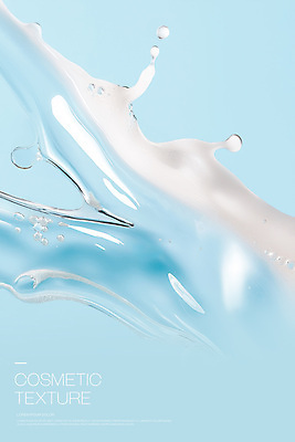 PSD 편집이미지 하늘색 백그라운드 사람없음 뷰티 화장품 촉촉함 투명 질감 젤 스플래쉬 이미지편집 파란색 젖음 파일형식
