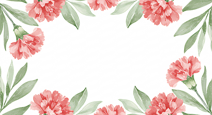 JPG 잎 일러스트 수채화 사람없음 빨간색 어버이날 스승의날 카네이션 가정의달 꽃프레임 국내일러스트 AI일러스트 AI콘텐츠 식물 기념일 꽃 컬러 프레임 5월 파일형식