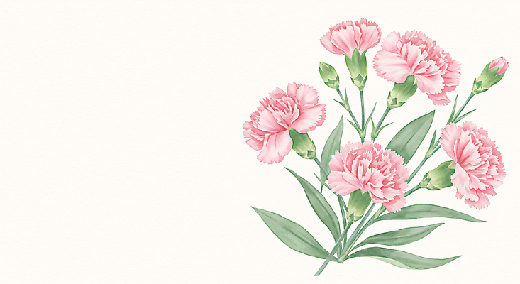 JPG 분홍색 잎 일러스트 수채화 사람없음 어버이날 스승의날 카네이션 가정의달 국내일러스트 AI일러스트 AI콘텐츠 식물 기념일 꽃 컬러 5월 파일형식
