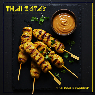 PSD 편집이미지 접시 사람없음 노란색 닭고기 전통음식 소스 야식 꼬치구이 소스그릇 어린잎 태국음식 맛있는 이미지편집 전통 그릇 식기 음식 컬러 잎 육류 양념 꼬치 구이 동양음식 파일형식