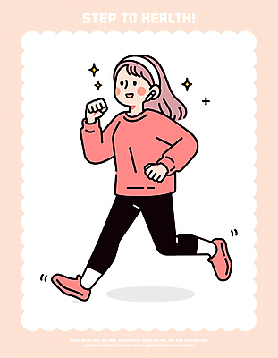 여자 일러스트 건강 한명 미소 성인 반짝임 운동복 달리기 손들기 머리띠 스포츠캐릭터 유산소운동 러닝 무선이어폰 연분홍색 성인여자한명만 일러캐릭터 AI파일 캐릭터 1 옷 분홍색 이어폰 장신구 모션 표정 사람 운동 여자한명만 성인여자만 파일형식 벡터