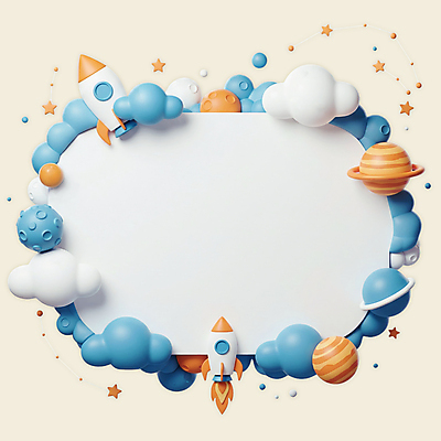 PSD 구름 편집이미지 별 프레임 사람없음 3D 행성 로켓 오브젝트 카피스페이스 편집3D 자연요소 우주 공백 디지털합성 파일형식