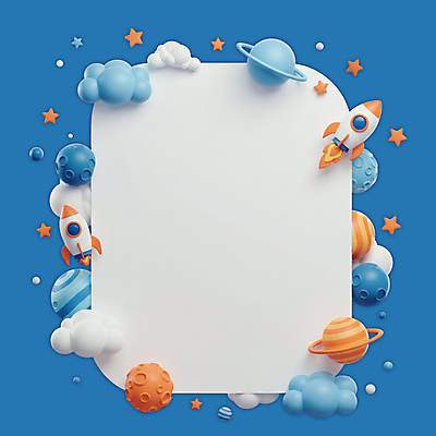 PSD 구름 편집이미지 별 프레임 사람없음 3D 행성 로켓 남색 오브젝트 카피스페이스 편집3D 자연요소 컬러 우주 공백 디지털합성 파일형식