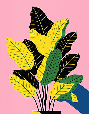 JPG 라이프스타일 화분 분홍색 일러스트 사람없음 빈티지 복고 리빙 몬스테라 트로피컬아트 국내일러스트 AI일러스트 AI콘텐츠 식물 컬러 컨셉 생활 그림 파일형식