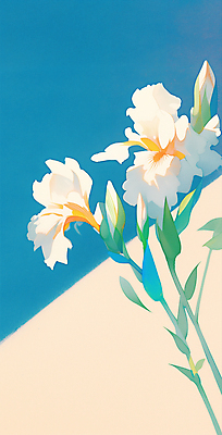 JPG 하늘색 잎 일러스트 색연필 사람없음 파란색 꽃봉오리 감성 붓꽃 베이지색 국내일러스트 AI일러스트 AI콘텐츠 식물 꽃 컬러 컨셉 학용품 파일형식