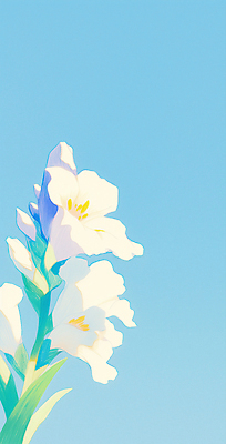 JPG 하늘색 잎 일러스트 색연필 사람없음 꽃봉오리 감성 국내일러스트 AI일러스트 AI콘텐츠 식물 꽃 컨셉 학용품 파란색 파일형식