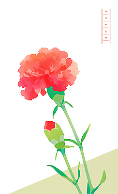 PSD 잎 일러스트 수채화 사람없음 빨간색 연두색 어버이날 카네이션 꽃봉오리 5월행사 가정의달 원고지 국내일러스트 식물 기념일 꽃 컬러 이벤트 초록색 5월 파일형식