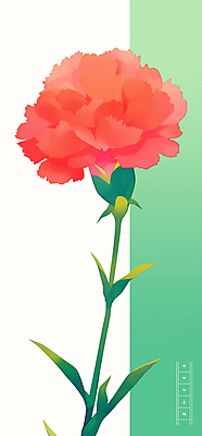 PSD 잎 일러스트 수채화 사람없음 빨간색 초록색 어버이날 카네이션 5월행사 가정의달 원고지 국내일러스트 식물 기념일 꽃 컬러 이벤트 5월 파일형식