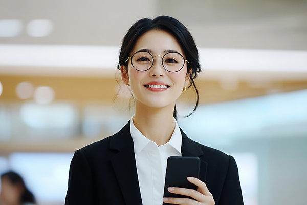 JPG 편집이미지 응시 여자 회사 실내 한명 미소 들기 정장 성인 스마트폰 비즈니스우먼 전문직 사내 의료성형뷰티 성인여자한명만 안경낌 편집실사 AI인물포토 AI콘텐츠 직업 1 시선 옷 안경 비즈니스 모션 표정 사람 내부 핸드폰 스마트기기 직장인 CG 여자한명만 성인여자만 파일형식 AI포토