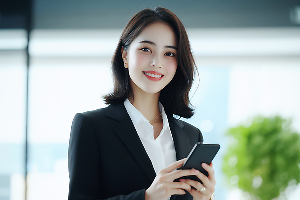 JPG 편집이미지 응시 여자 회사 실내 한명 미소 들기 정장 성인 스마트폰 비즈니스우먼 전문직 사내 의료성형뷰티 성인여자한명만 편집실사 AI인물포토 AI콘텐츠 직업 1 시선 옷 비즈니스 모션 표정 사람 내부 핸드폰 스마트기기 직장인 CG 여자한명만 성인여자만 파일형식 AI포토