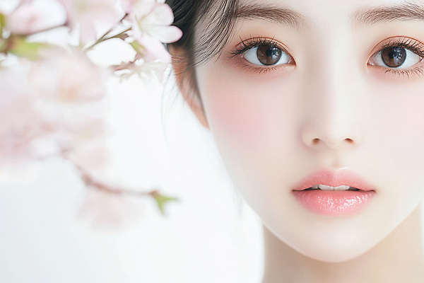 JPG 편집이미지 응시 여자 얼굴 한명 근접촬영 성인 화장 벚나무 의료성형뷰티 성인여자한명만 편집실사 AI인물포토 AI콘텐츠 나무 1 시선 뷰포인트 사람 신체부위 뷰티 벚꽃 CG 여자한명만 성인여자만 파일형식 AI포토