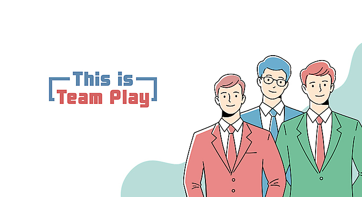 남자 일러스트 협력 미소 정장 상반신 성인 세명 비즈니스맨 동료 성인남자만 국내일러스트 AI파일 옷 비즈니스 관계 표정 사람 직장인 남자만 성인만 파일형식 벡터