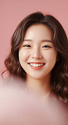 JPG 편집이미지 여자 얼굴 분홍색 한명 웃음 성인 의료성형뷰티 성인여자한명만 편집실사 AI인물포토 AI콘텐츠 1 컬러 표정 사람 신체부위 CG 여자한명만 성인여자만 파일형식 AI포토