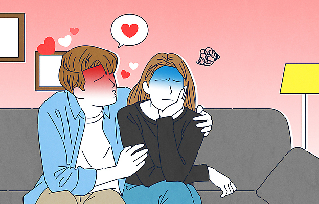 여자 남자 액자 말풍선 거실 일러스트 가정 안기 앉기 성인 두명 빨간색 소파 턱괴기 짜증 하트 스탠드 당기기 스킨십 부부싸움 불화 싫은 애정행각 이혼 성인만 불편함 국내일러스트 AI파일 모양 부부 감정 컬러 의자 모션 조명 사람 감각 싸움 파일형식 벡터