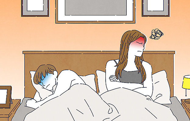 여자 남자 액자 일러스트 가정 베개 조명 앉기 성인 두명 눕기 팔짱 주황색 침실 이불 분노 침대 부부싸움 불화 이혼 조루 성인만 국내일러스트 AI파일 부부 감정 컬러 가구 침구 모션 사람 싸움 파일형식 벡터