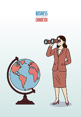 전신 여자 일러스트 한명 서기 들기 정장 성인 지구본 쌍안경 관찰 비즈니스우먼 뒷짐 기회 탐색 성인여자한명만 국내일러스트 AI파일 1 옷 비즈니스 모션 사람 망원경 직장인 여자한명만 성인여자만 파일형식 벡터