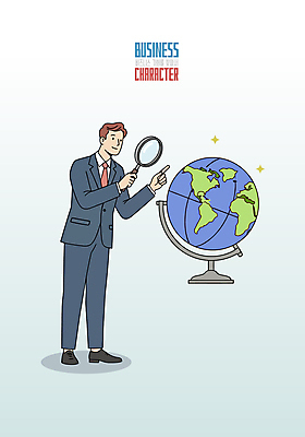 전신 남자 일러스트 돋보기 한명 서기 들기 정장 성인 반짝임 지구본 가리킴 관찰 비즈니스맨 기회 탐색 성인남자한명만 국내일러스트 AI파일 1 옷 비즈니스 모션 사람 손짓 직장인 남자한명만 성인남자만 파일형식 벡터