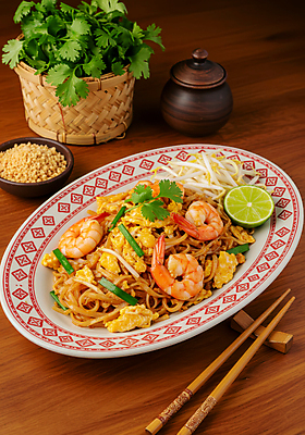 JPG 편집이미지 접시 젓가락 태국 새우 요리 사람없음 바구니 전통음식 고수 병 땅콩 라임 나무탁자 숙주 젓가락받침대 팟타이 맛있는 편집실사 AI포토 AI콘텐츠 전통 식기 아시아 음식 과일 탁자 수저 갑각류 견과류 향신료 CG 수저받침대 태국음식 파일형식