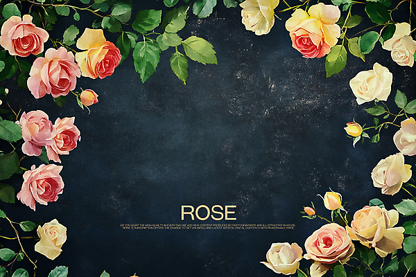 PSD 디자인 백그라운드 잎 일러스트 사람없음 장미 빈티지 클래식 남색 꽃봉오리 카피스페이스 국내일러스트 식물 꽃 컬러 컨셉 공백 파일형식