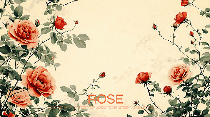PSD 디자인 백그라운드 잎 일러스트 사람없음 장미 빈티지 클래식 베이지색 카피스페이스 국내일러스트 식물 꽃 컬러 컨셉 공백 파일형식