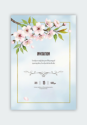 PSD 템플릿 꽃잎 하늘색 잎 카드템플릿 프레임 사람없음 벚꽃 초대장 이미지템플릿 식물 꽃 카드_감사 파란색 파일형식