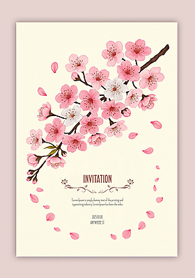 PSD 템플릿 꽃잎 분홍색 카드템플릿 프레임 사람없음 벚꽃 초대장 이미지템플릿 꽃 컬러 카드_감사 파일형식