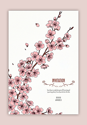 PSD 템플릿 꽃잎 분홍색 카드템플릿 사람없음 벚꽃 초대장 이미지템플릿 꽃 컬러 카드_감사 파일형식