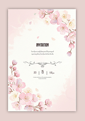 PSD 템플릿 꽃잎 분홍색 카드템플릿 프레임 사람없음 벚꽃 꽃봉오리 초대장 이미지템플릿 꽃 컬러 카드_감사 파일형식
