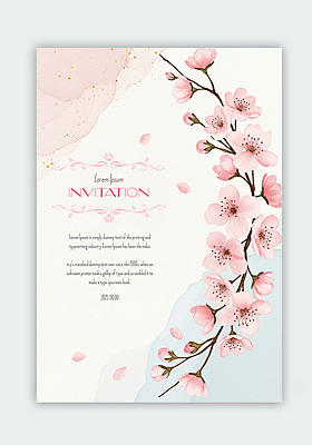 PSD 템플릿 꽃잎 분홍색 카드템플릿 사람없음 벚꽃 꽃봉오리 초대장 이미지템플릿 꽃 컬러 카드_감사 파일형식