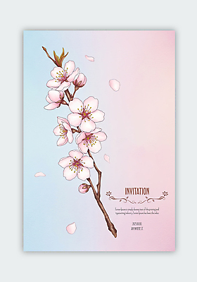 PSD 템플릿 꽃잎 분홍색 카드템플릿 사람없음 벚꽃 초대장 그라데이션 이미지템플릿 꽃 컬러 카드_감사 파일형식