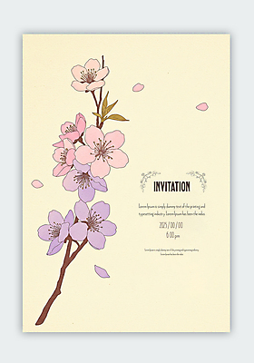 PSD 템플릿 꽃잎 분홍색 잎 카드템플릿 사람없음 노란색 벚꽃 초대장 이미지템플릿 식물 꽃 컬러 카드_감사 파일형식