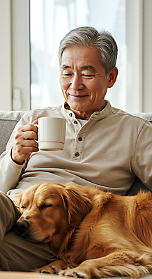 JPG 편집이미지 할아버지 노년 남자 여유 커피 거실 창문 집안 휴식 한명 미소 들기 일상 실버라이프 소파 햇빛 머그컵 잠 골든리트리버 강아지 의료성형뷰티 노인남자한명만 편집실사 AI인물포토 AI콘텐츠 1 라이프스타일 감정 음료 컨셉 의자 모션 실내 표정 사람 성인 라이프 컵 반려동물 태양 개 리트리버 CG 남자한명만 노인남자만 파일형식 AI포토