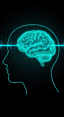 JPG 편집이미지 의학 스트레스 사람없음 그래픽 검은색 두뇌 뇌파 민트색 홀로그램 편집실사 AI컴퓨터그래픽 AI콘텐츠 컬러 CG 뇌 파일형식