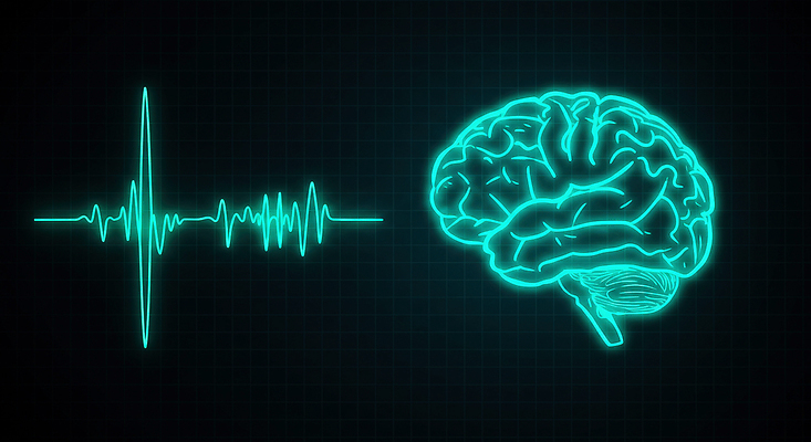 JPG 편집이미지 의학 스트레스 사람없음 그래픽 검은색 두뇌 뇌파 민트색 홀로그램 편집실사 AI컴퓨터그래픽 AI콘텐츠 컬러 CG 뇌 파일형식
