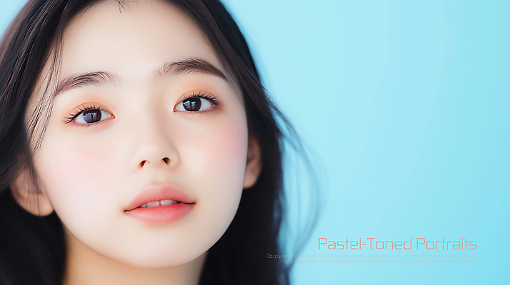 PSD 편집이미지 응시 여자 얼굴 하늘색 한명 미소 성인 화장 파스텔톤 의료성형뷰티 성인여자한명만 이미지편집 1 시선 컬러 표정 사람 신체부위 파란색 뷰티 여자한명만 성인여자만 파일형식