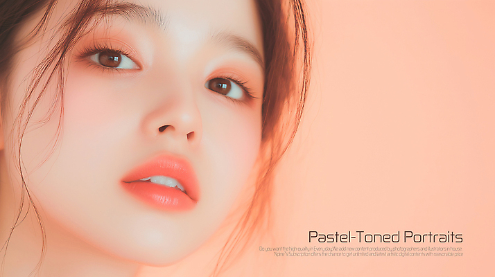 PSD 편집이미지 응시 여자 얼굴 한명 성인 화장 광택 연분홍색 파스텔톤 의료성형뷰티 성인여자한명만 이미지편집 1 시선 분홍색 컬러 사람 신체부위 뷰티 여자한명만 성인여자만 파일형식