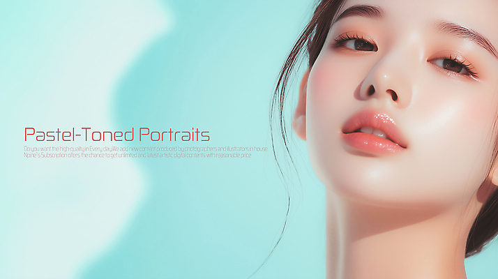 PSD 편집이미지 응시 여자 얼굴 하늘색 그림자 한명 성인 화장 광택 파스텔톤 의료성형뷰티 성인여자한명만 이미지편집 1 시선 컬러 사람 신체부위 파란색 뷰티 여자한명만 성인여자만 파일형식