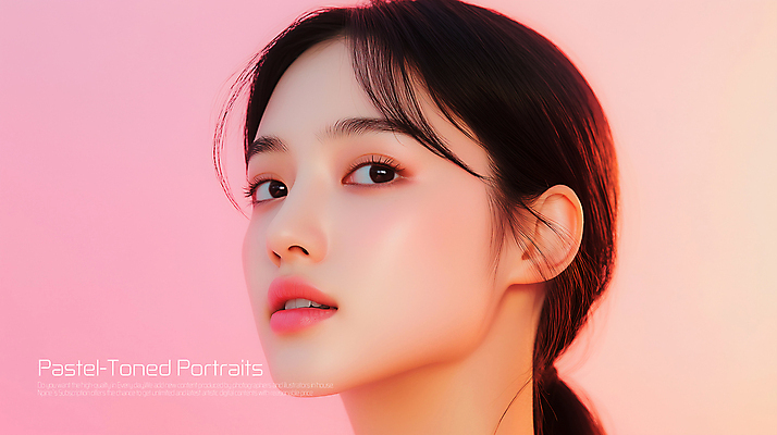 PSD 편집이미지 응시 여자 얼굴 분홍색 한명 성인 빛 화장 파스텔톤 의료성형뷰티 성인여자한명만 이미지편집 1 시선 컬러 사람 신체부위 뷰티 여자한명만 성인여자만 파일형식