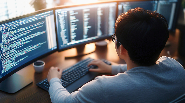 JPG 편집이미지 남자 정보기술 한명 상반신 성인 빛 사무실 모니터 타이핑 키보드 책상 프로그래머 프로그래밍 의료성형뷰티 성인남자한명만 안경낌 코딩 편집실사 AI인물포토 AI콘텐츠 직업 1 안경 가구 비즈니스 기술 사람 컴퓨터 작업 CG 개발 컴퓨터교육 남자한명만 성인남자만 파일형식 AI포토