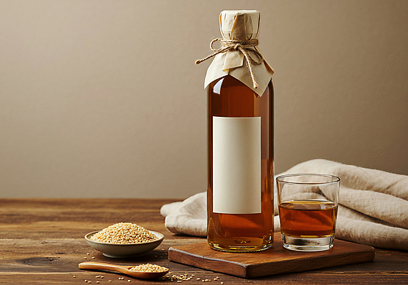 JPG 편집이미지 접시 리본 유리병 잔 사람없음 갈색 천 노끈 나무숟가락 나무받침 나무탁자 들깨 참기름 참깨 들기름 편집실사 AI포토 AI콘텐츠 식기 줄 컬러 탁자 병_용기 목재 숟가락 직물 기름_음식 받침대 CG 깨 파일형식