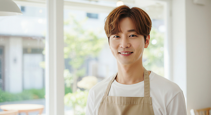 JPG 편집이미지 응시 남자 중년 창문 밝음 한명 미소 상반신 앞치마 카페 바리스타 의료성형뷰티 중년남자한명만 소상공인 편집실사 AI인물포토 AI콘텐츠 직업 1 시선 표정 사람 성인 경제 상점 상인 CG 남자한명만 중년남자만 파일형식 AI포토