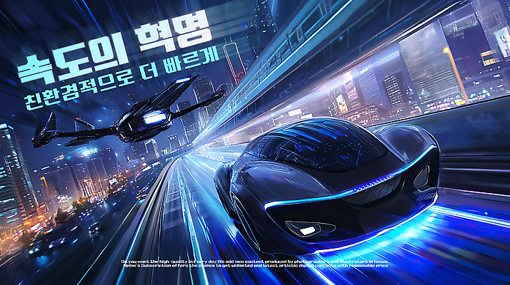 PSD 편집이미지 교통수단 사람없음 파란색 빛 도시풍경 속도 친환경 네온 미래도시 혁명 기술발전 드론 미래자동차 SF 이미지편집 컬러 교통 컨셉 자동차 미래 풍경 환경 도시 발전 파일형식