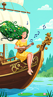 JPG 전신 구름 여자 호수 하늘색 연주 음표 일러스트 자연 하늘 한명 들기 앉기 잔디 성인 눈감음 풀잎 우쿨렐레 연잎 함선 여신 성인여자한명만 국내일러스트 AI일러스트 AI콘텐츠 자연요소 식물 1 기호 음악 잎 배_교통 모션 현악기 사람 파란색 풀_식물 생태계 여자한명만 성인여자만 파일형식