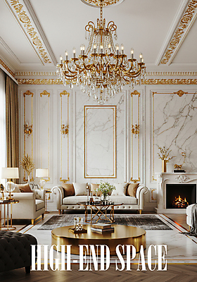 PSD 편집이미지 화분 쿠션 거실 실내 사람없음 장식 책 컵 인테리어 소파 카펫 금색 스탠드 커튼 고급 벽난로 샹들리에 대리석 고딕 원형탁자 이미지편집 식기 디자인 컬러 컨셉 의자 재료 탁자 조명 내부 파일형식