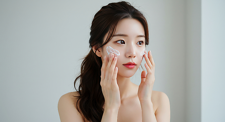 JPG 편집이미지 여자 한명 상반신 성인 손들기 크림 피부관리 바르기 의료성형뷰티 성인여자한명만 편집실사 AI인물포토 AI콘텐츠 1 모션 사람 뷰티 CG 여자한명만 성인여자만 파일형식 AI포토