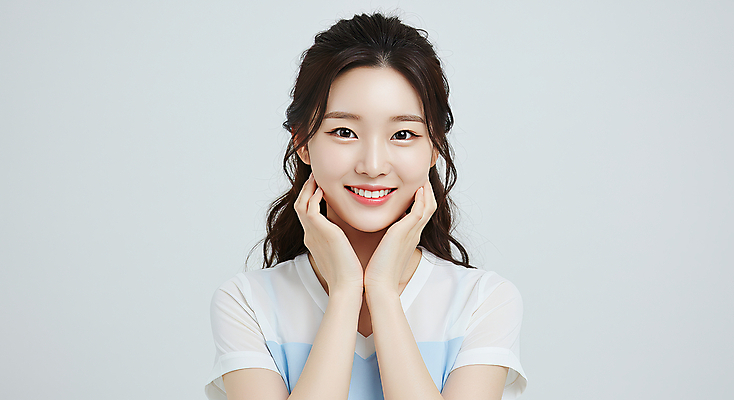 JPG 편집이미지 여자 한명 웃음 상반신 성인 뷰티 손들기 꽃받침 의료성형뷰티 성인여자한명만 편집실사 AI인물포토 AI콘텐츠 1 모션 표정 사람 손짓 CG 여자한명만 성인여자만 파일형식 AI포토