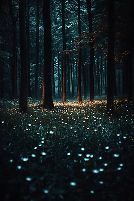 JPG 나무 편집이미지 꽃밭 자연 사람없음 빛 어둠 봄 야간 숲속 풀꽃 편집실사 AI포토 AI콘텐츠 자연요소 식물 계절 꽃 숲 CG 생태계 파일형식