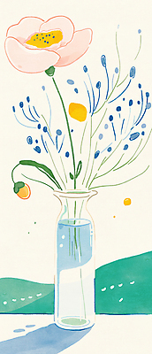 JPG 일러스트 그림자 사람없음 꽃병 풀잎 카네이션 꽃봉오리 베이지색 정물화 국내일러스트 AI일러스트 AI콘텐츠 꽃 컬러 잎 풀_식물 그림 파일형식