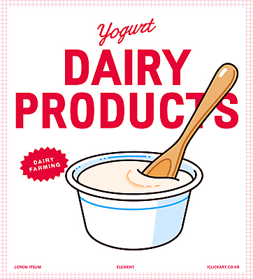 그릇 일러스트 사람없음 빨간색 나무숟가락 요거트 국내일러스트 AI파일 식기 컬러 유제품 숟가락 파일형식 벡터